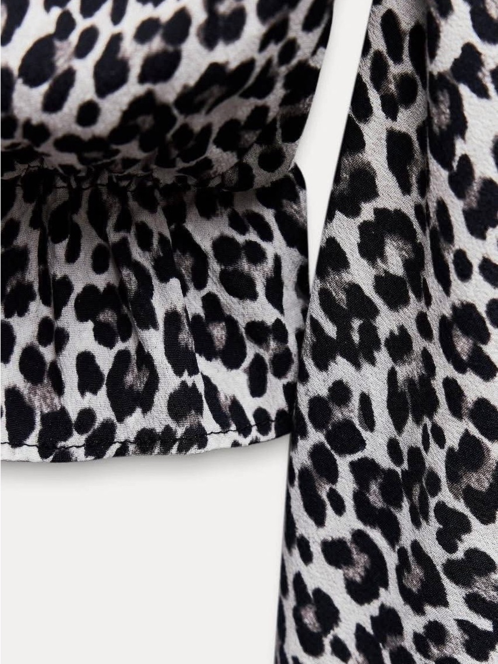 Zara Black and White Leopard-Print Long Sleeve Mini Dress - Picture 6 of 8